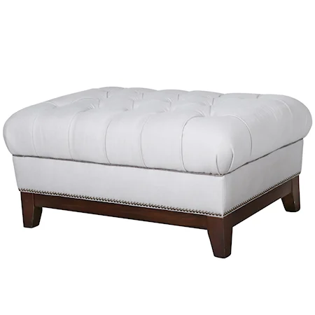 Contemporary Ottoman with Tufting and Nail Head Trim